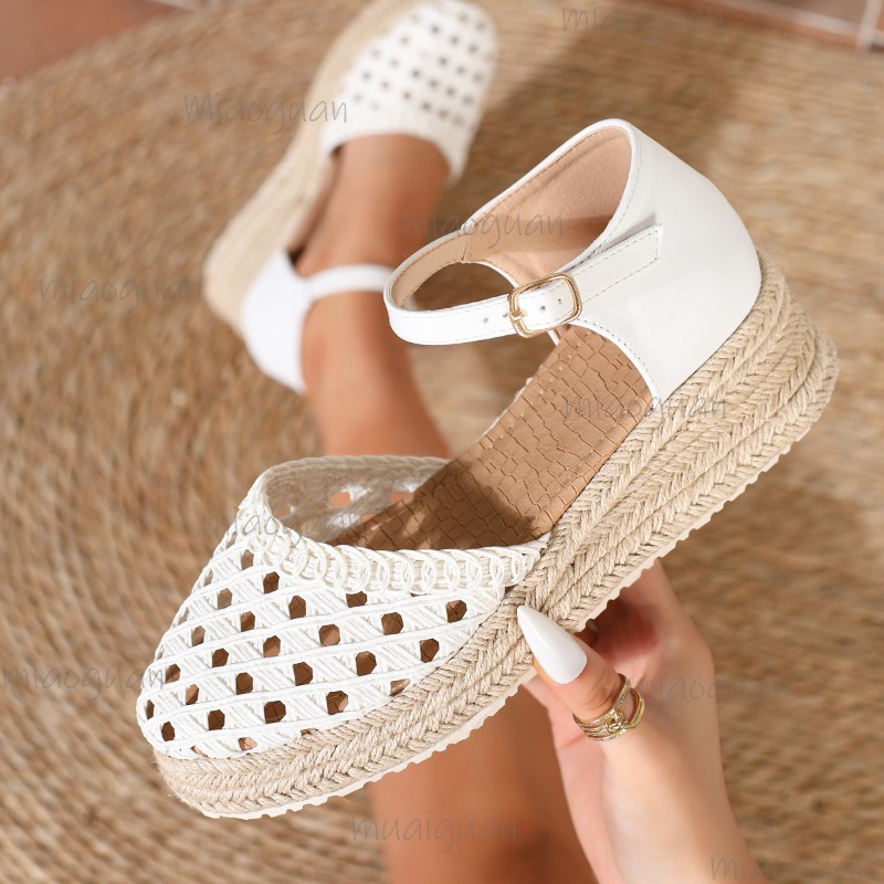 Espadrille Sandal Women - Boho Women's Hollow Out Woven Espadrille