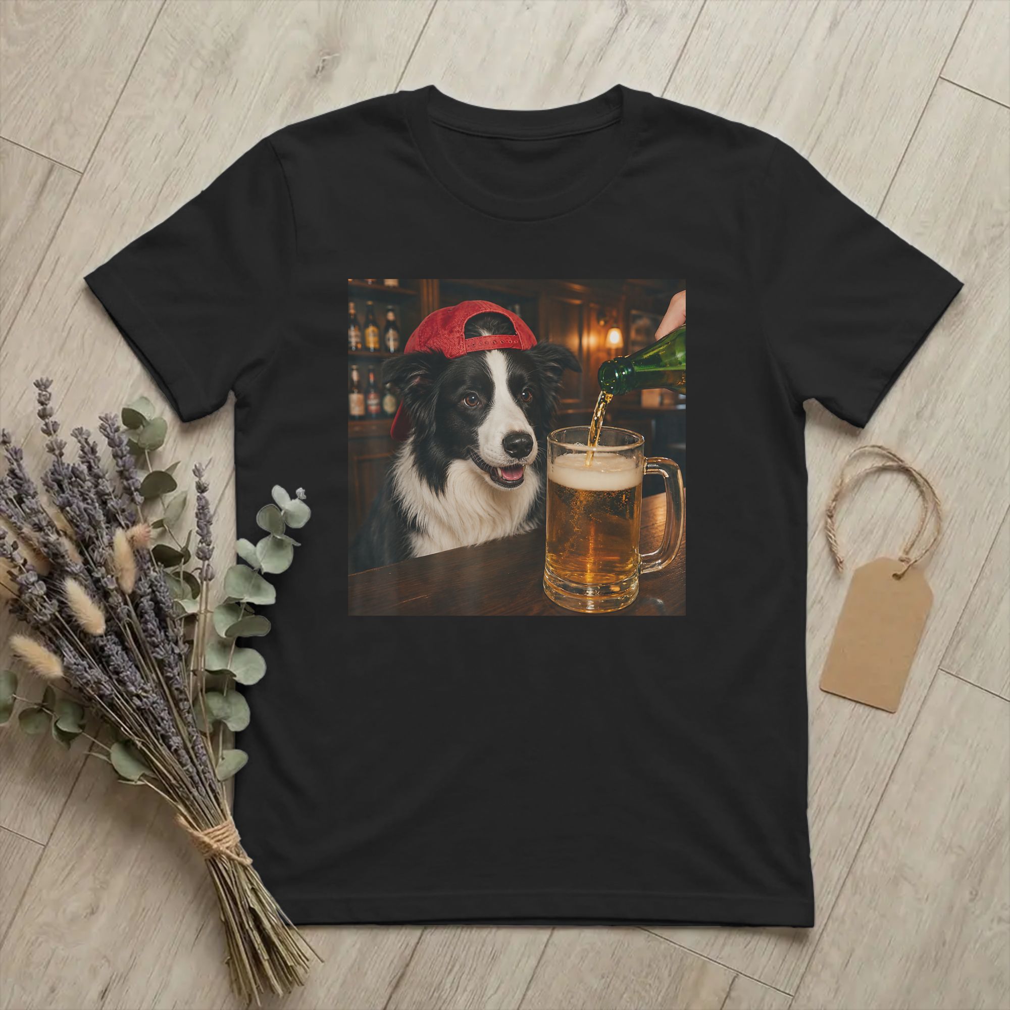 Summer Clothing Ideas - Men Border Collie Drinking Beer T