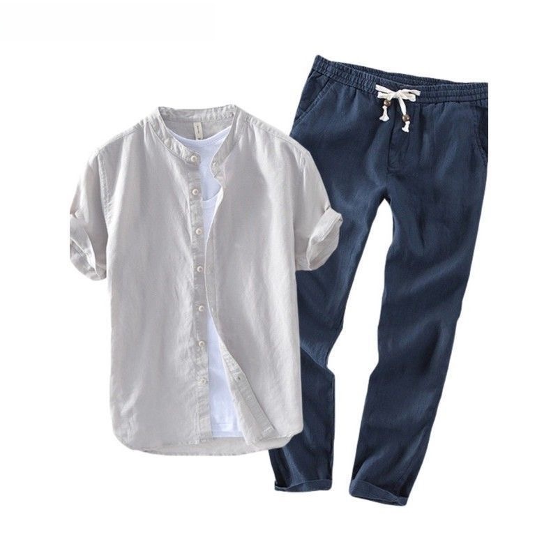 Summer Clothing Linen - Men's Linen Short Sleeve Casual Shirt