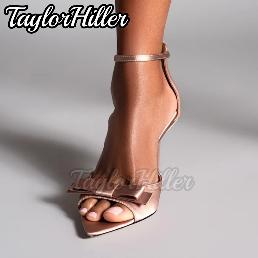 Summer Clothing Petite - Gentle Pink Butterfly-knot High Heels Satin