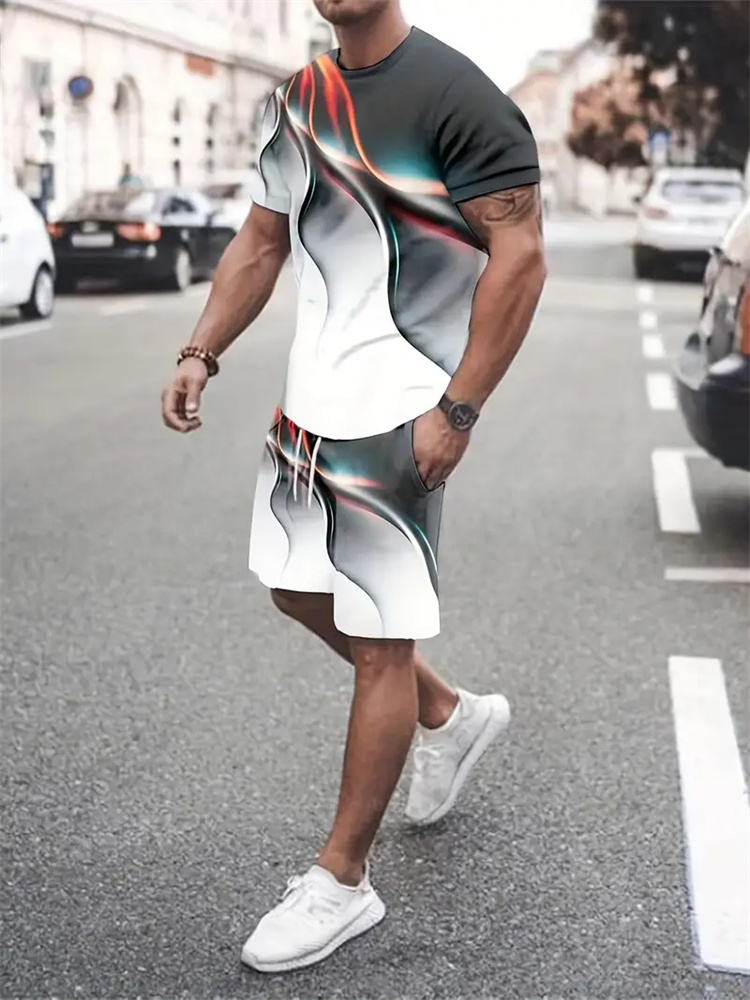 Men Women Gradient Texture T-s - Summer Gym Clothing 评论和价格