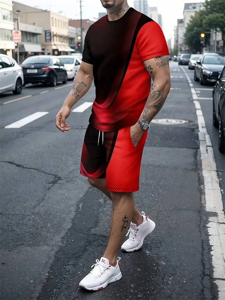 Men Women Gradient Texture T-s - Summer Gym Clothing 评论和价格