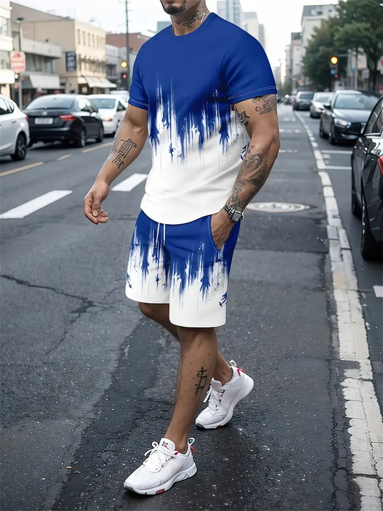 Men Women Gradient Texture T-s - Summer Gym Clothing 评论和价格