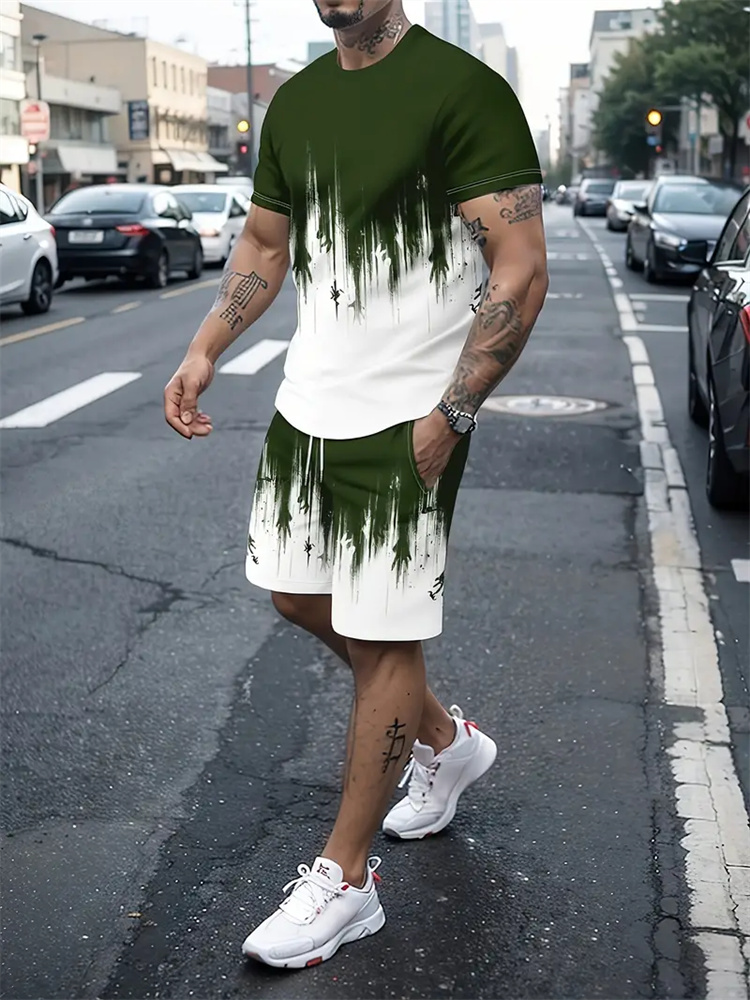 Men Women Gradient Texture T-s - Summer Gym Clothing 评论和价格