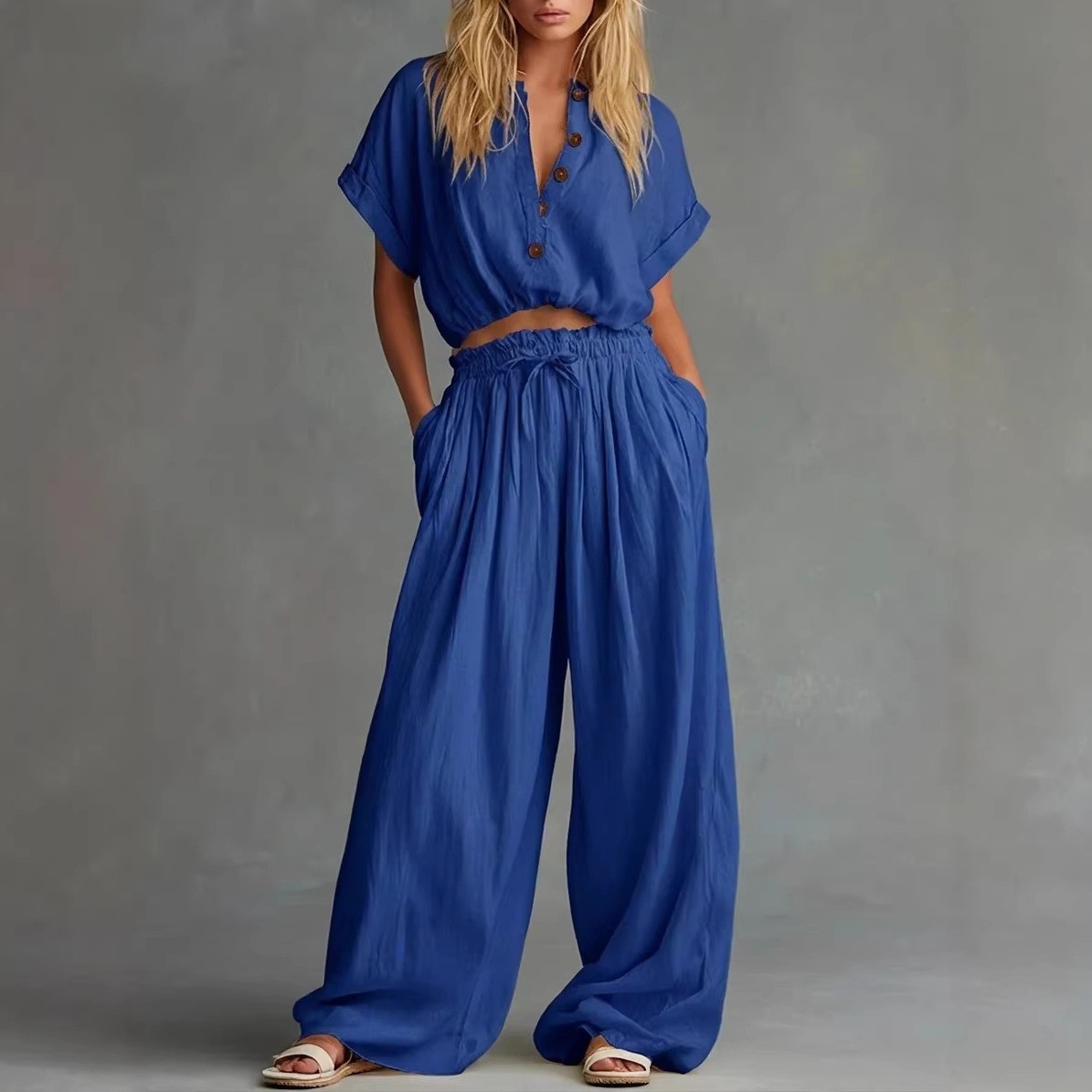 2 Pieces Set For Woman Blouse  - Crop Blouse Linen 评论和价格
