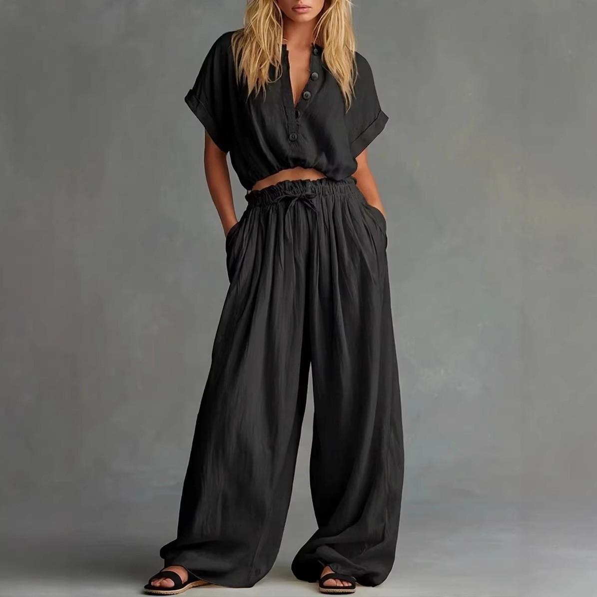 2 Pieces Set For Woman Blouse  - Crop Blouse Linen 评论和价格
