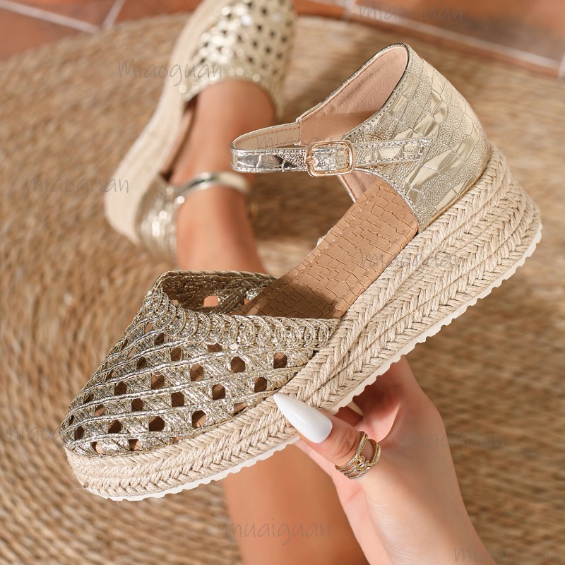 Boho Women's Hollow Out Woven  - Espadrille Sandal Women 评论和价格