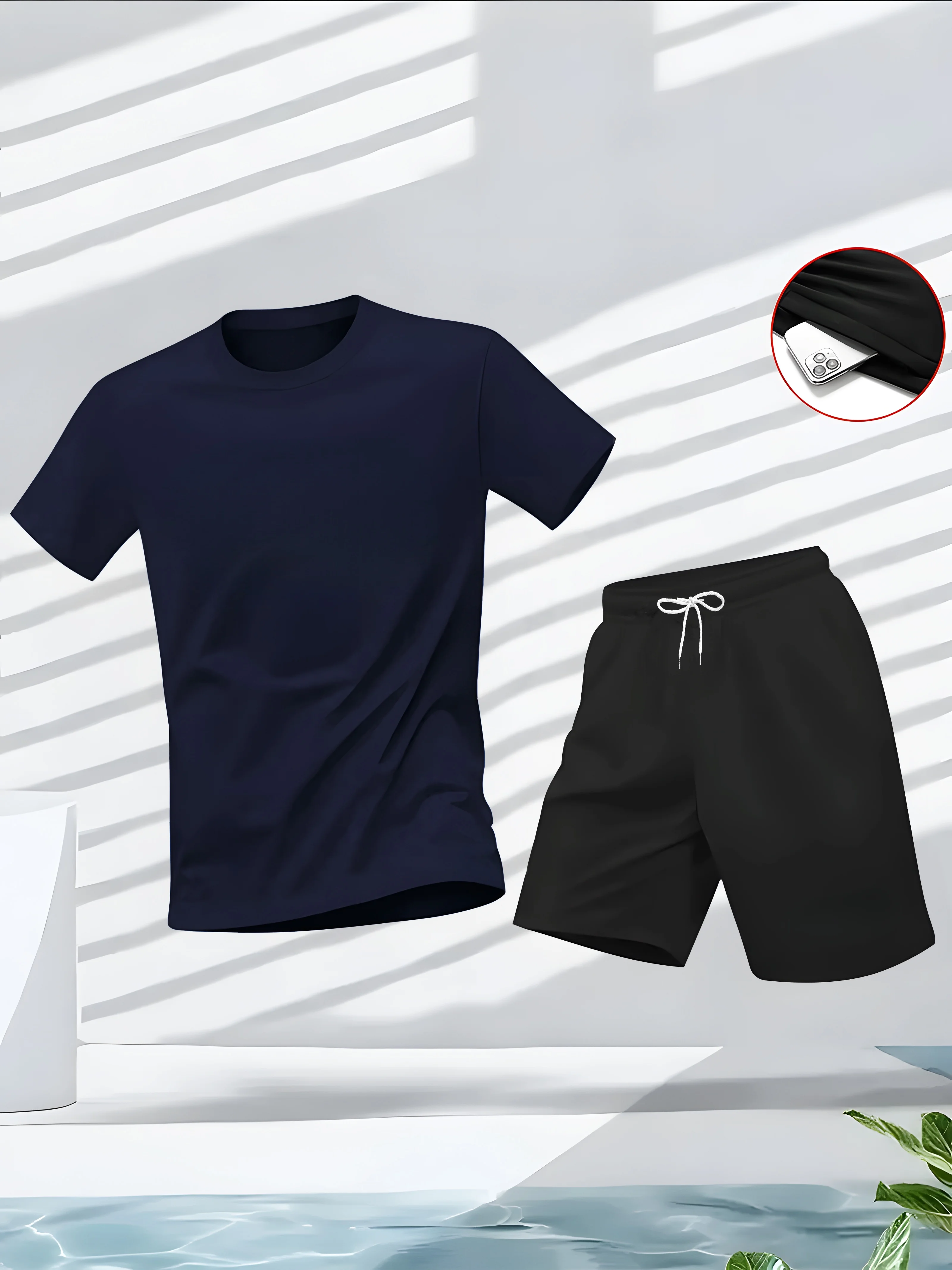 Men's Suit 2pcs Set Fashion Le - Summer Gym Clothing 评论和价格
