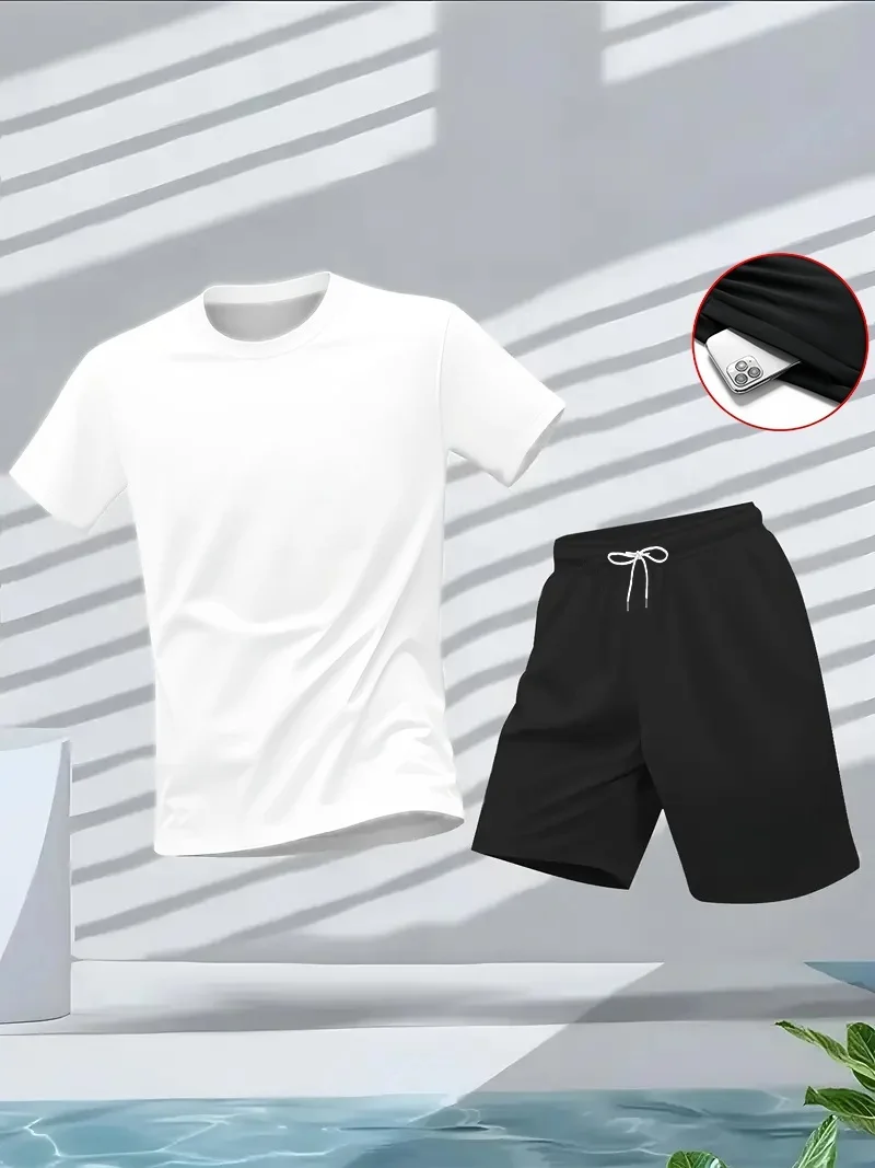 Men's Suit 2pcs Set Fashion Le - Summer Gym Clothing 评论和价格