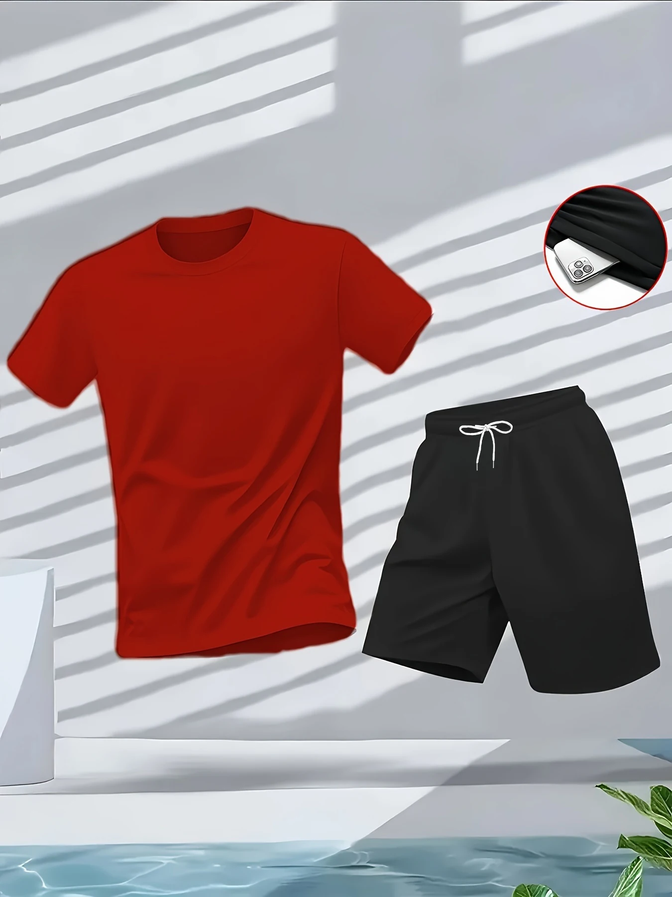 Men's Suit 2pcs Set Fashion Le - Summer Gym Clothing 评论和价格
