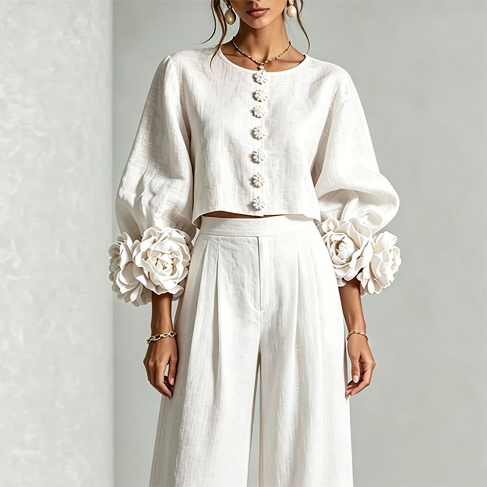 Women Linen Cropped Top Two‑Pi - Crop Blouse Linen 评论和价格
