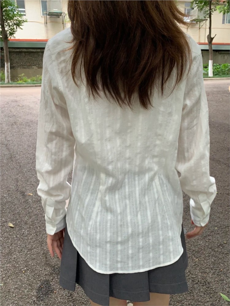 White Linen Cotton Collar Blou - Crop Blouse Linen 评论和价格