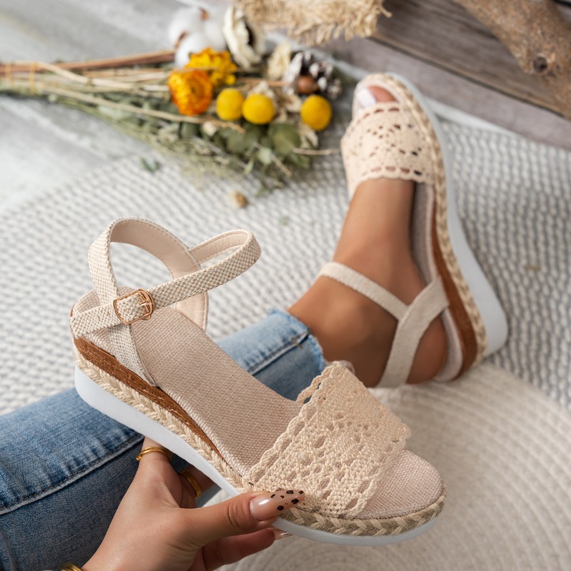 Women Lace Wedge Sandals Espad - Espadrille Sandal Women 评论和价格