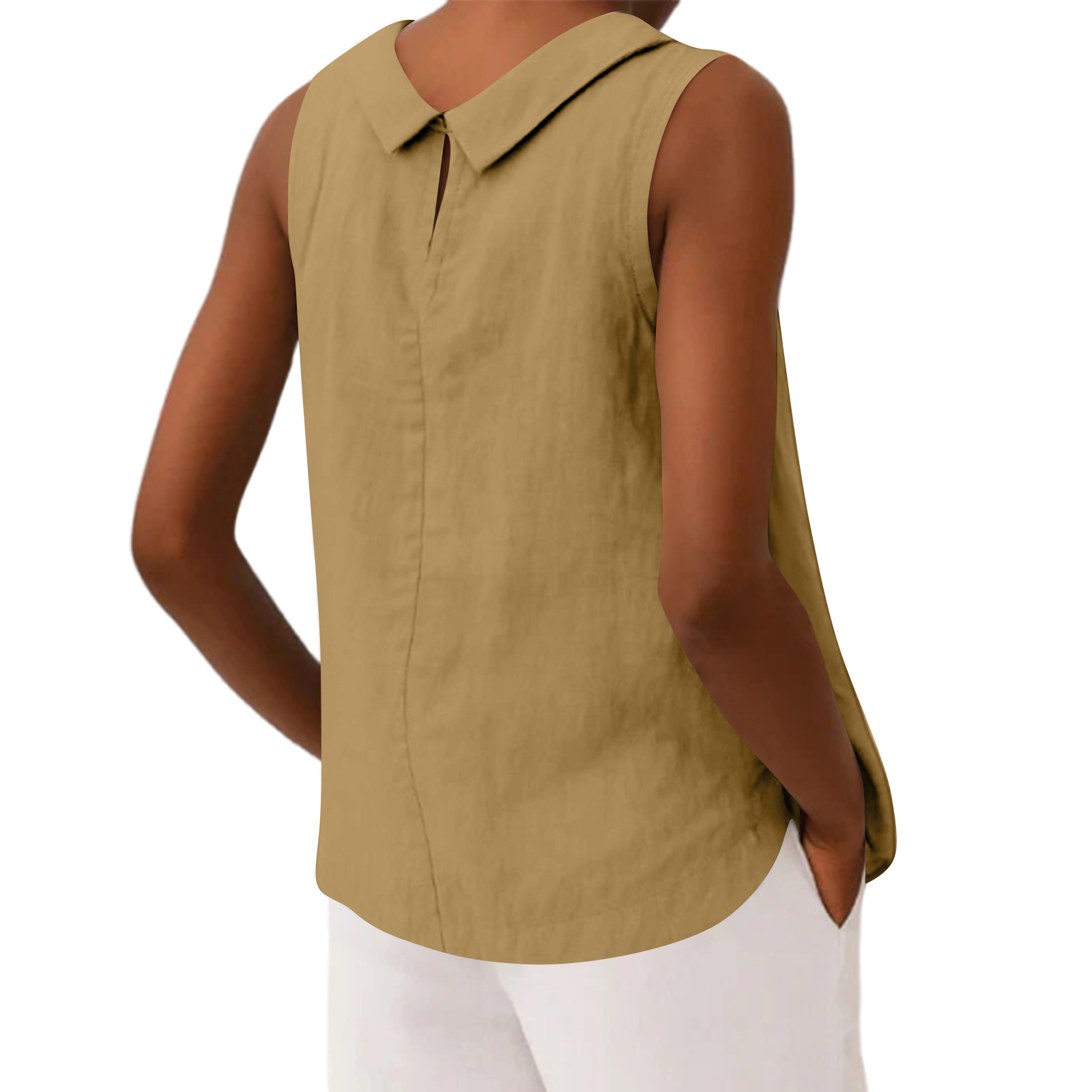 Tank Top Blouse Tee Cotton Lin - Crop Blouse Linen 评论和价格