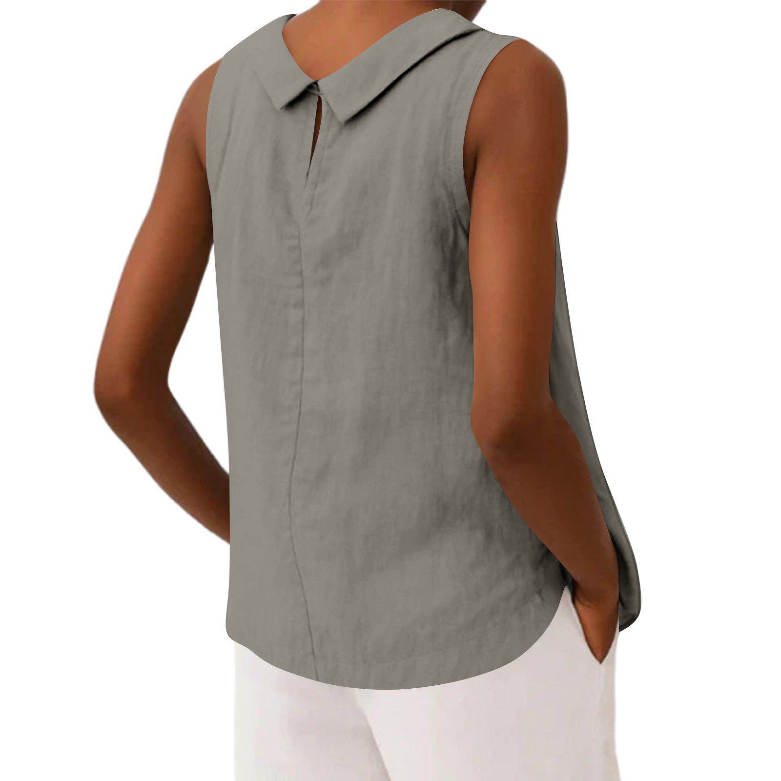 Tank Top Blouse Tee Cotton Lin - Crop Blouse Linen 评论和价格