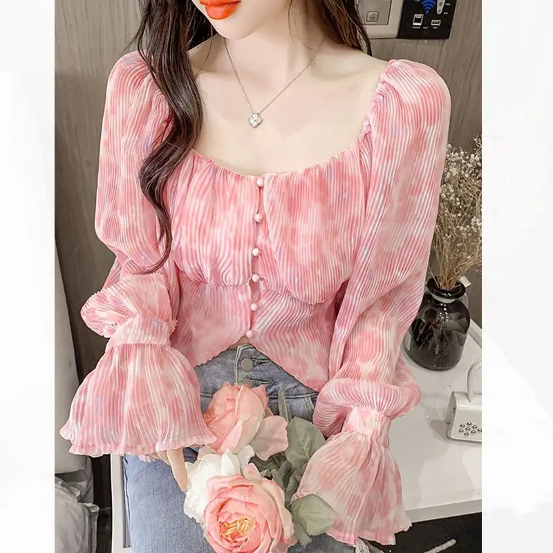 Sexy Kawaii Sweet Square Neck  - Crop Blouse Linen 评论和价格
