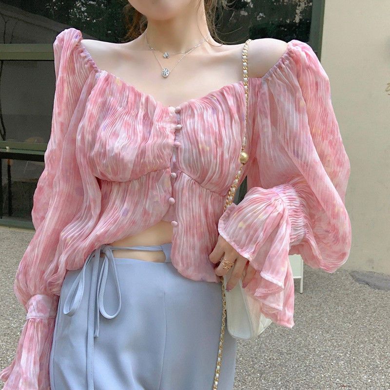 Sexy Kawaii Sweet Square Neck  - Crop Blouse Linen 评论和价格