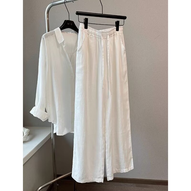 Korean White Cotton Linen Wide - Summer Clothing Linen 评论和价格