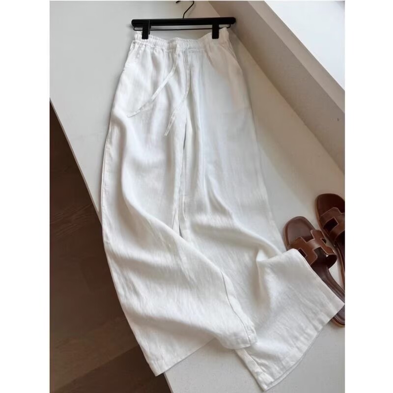 Korean White Cotton Linen Wide - Summer Clothing Linen 评论和价格