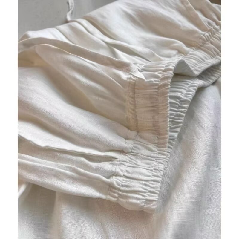 Korean White Cotton Linen Wide - Summer Clothing Linen 评论和价格
