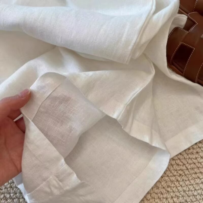 Korean White Cotton Linen Wide - Summer Clothing Linen 评论和价格