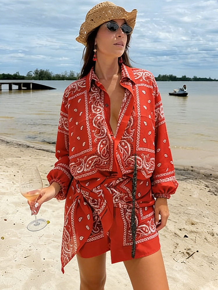 2026 Women's Tops Printed Lape - Crop Blouse Linen 评论和价格