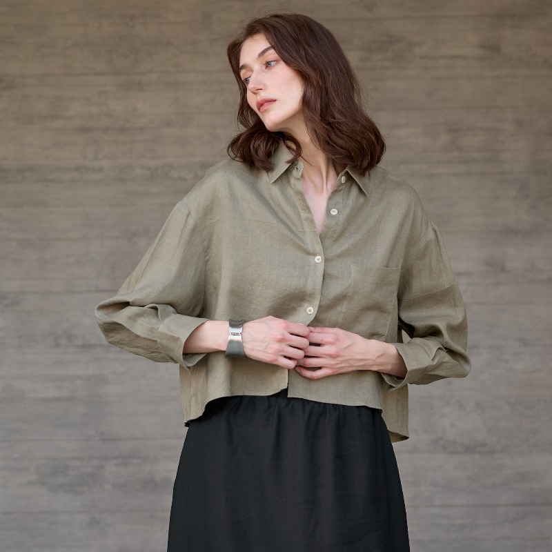 White Shirts Women's 100% Line - Crop Blouse Linen 评论和价格