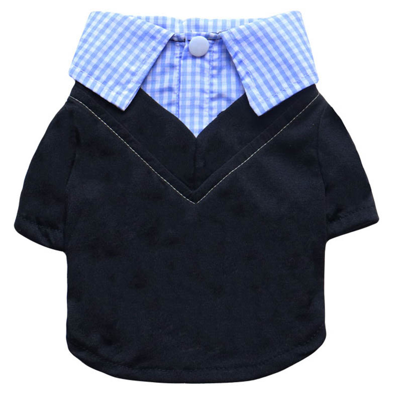Plaid Dog Shirt Fake Two Piece - Summer Dog Clothing 评论和价格