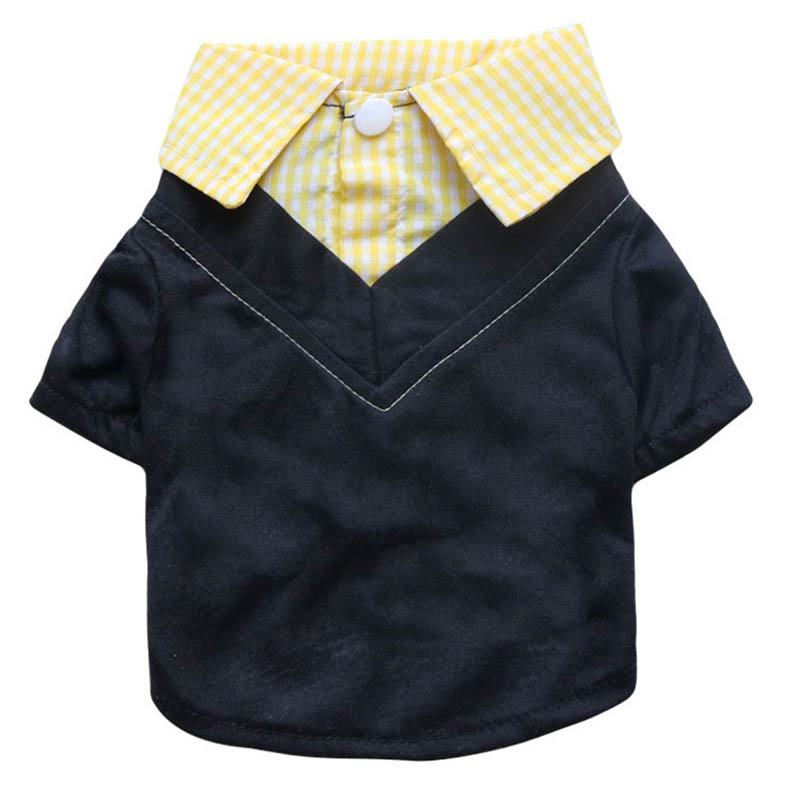 Plaid Dog Shirt Fake Two Piece - Summer Dog Clothing 评论和价格