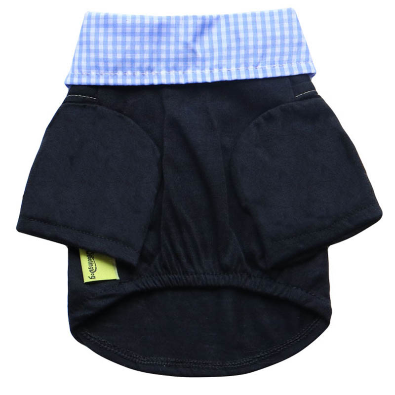 Plaid Dog Shirt Fake Two Piece - Summer Dog Clothing 评论和价格