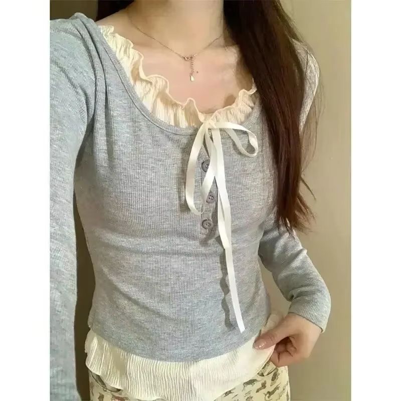 Autumn Kawaii Sweet Y2k Crop T - Crop Blouse Linen 评论和价格