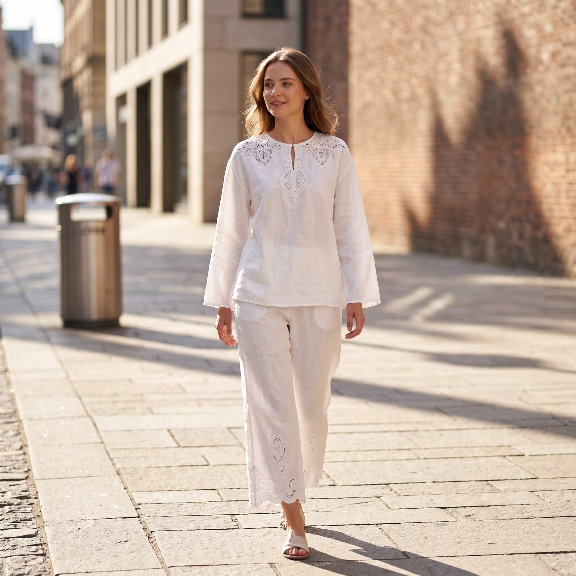 Luxury Linen Blend Two Piece S - Crop Blouse Linen 评论和价格