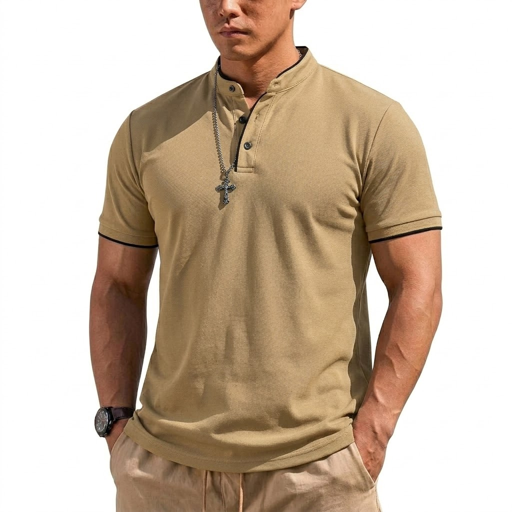 Summer Short Sleeve Henley Shi - Summer Gym Clothing 评论和价格