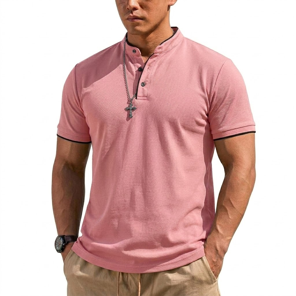 Summer Short Sleeve Henley Shi - Summer Gym Clothing 评论和价格