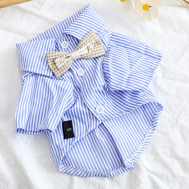 Dog Clothes Bowknot Striped Sh - Summer Dog Clothing 评论和价格