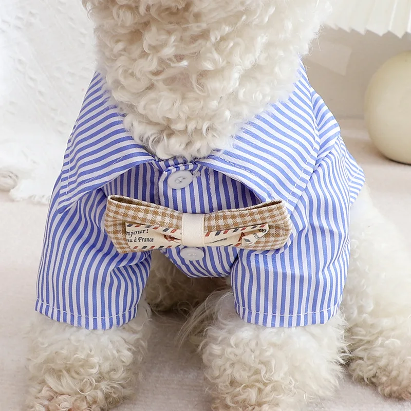 Dog Clothes Bowknot Striped Sh - Summer Dog Clothing 评论和价格